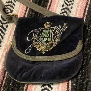 Juicy Couture Navy Velvet Crossbody Bag